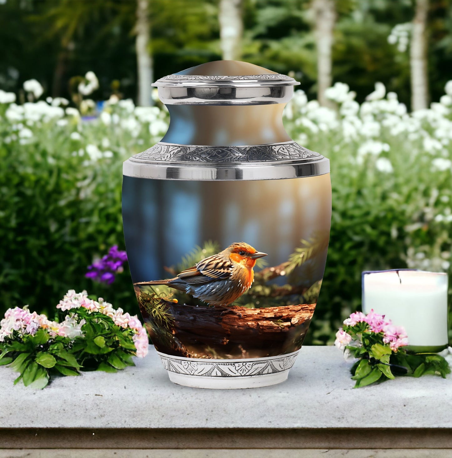 Classic 3-inch Puffy Sparrow Memorial Urn for ashes
