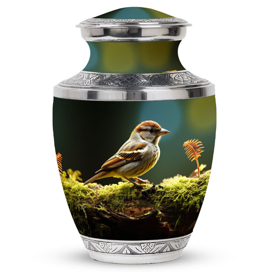 3-inch Classic Aluminium Sparrow Urn for Human Ashes with Personalized Engravings, accompanied with Velvet Pouch