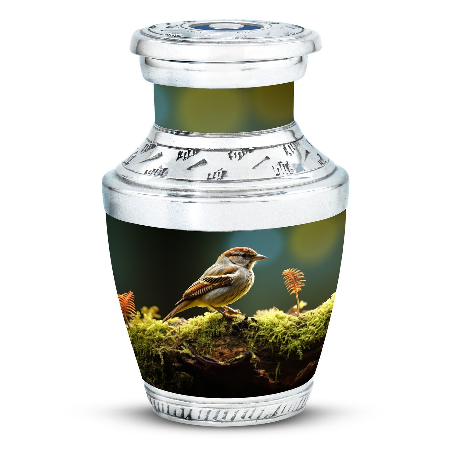 3-inch Classic Aluminium Sparrow Urn for Human Ashes with Personalized Engravings, accompanied with Velvet Pouch