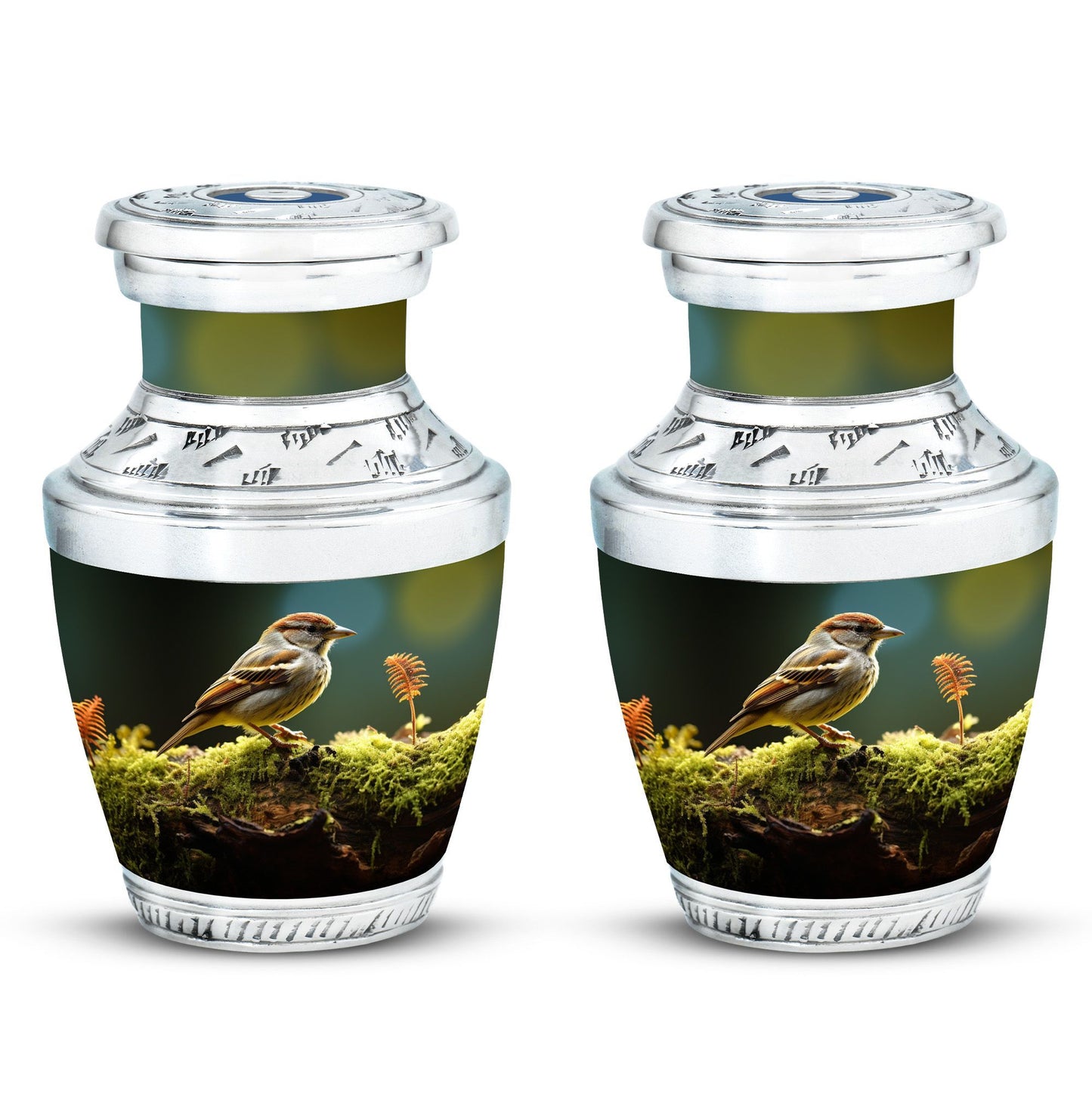 3-inch Classic Aluminium Sparrow Urn for Human Ashes with Personalized Engravings, accompanied with Velvet Pouch