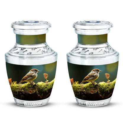 3-inch Classic Aluminium Sparrow Urn for Human Ashes with Personalized Engravings, accompanied with Velvet Pouch