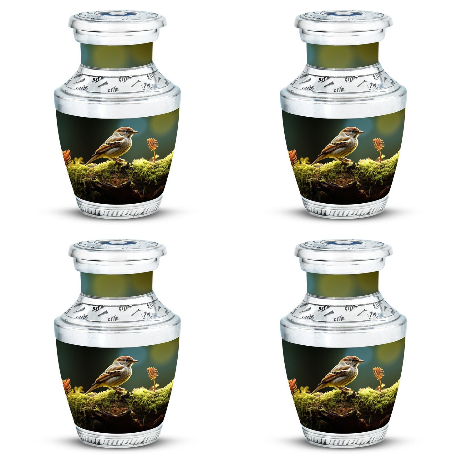 3-inch Classic Aluminium Sparrow Urn for Human Ashes with Personalized Engravings, accompanied with Velvet Pouch