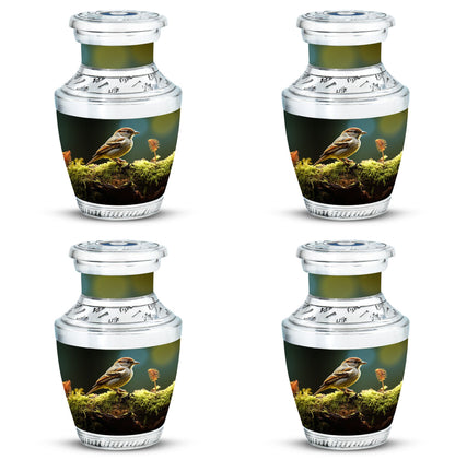 3-inch Classic Aluminium Sparrow Urn for Human Ashes with Personalized Engravings, accompanied with Velvet Pouch