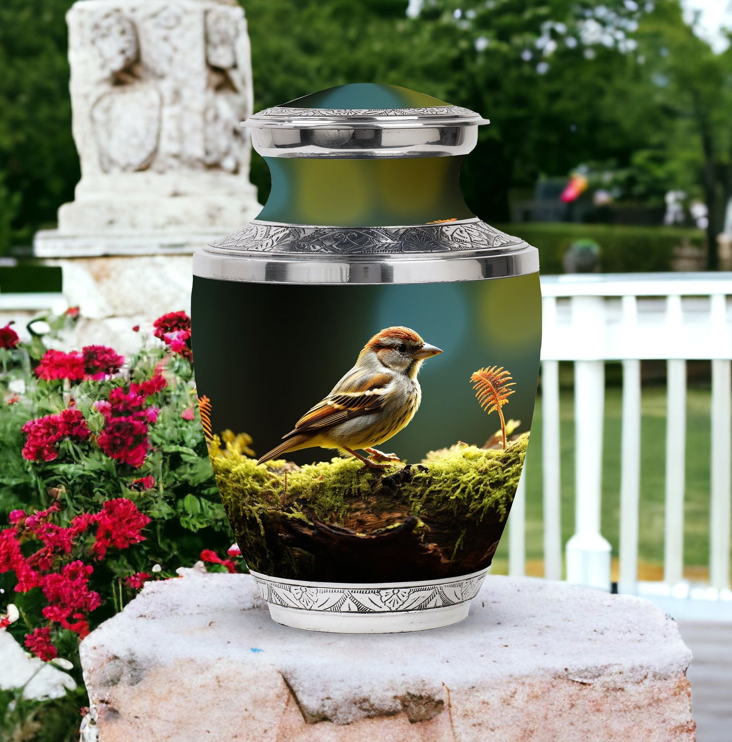 3-inch Classic Aluminium Sparrow Urn for Human Ashes with Personalized Engravings, accompanied with Velvet Pouch