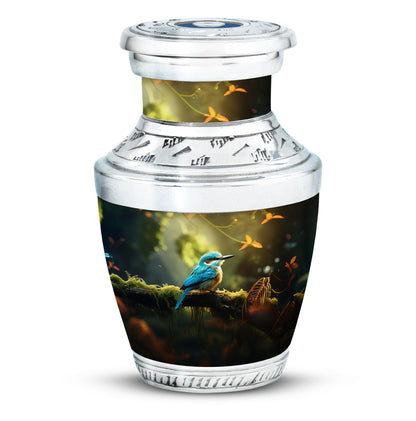 3-inch Blue Sparrow Classic Urn made of Aluminium for ashes.
