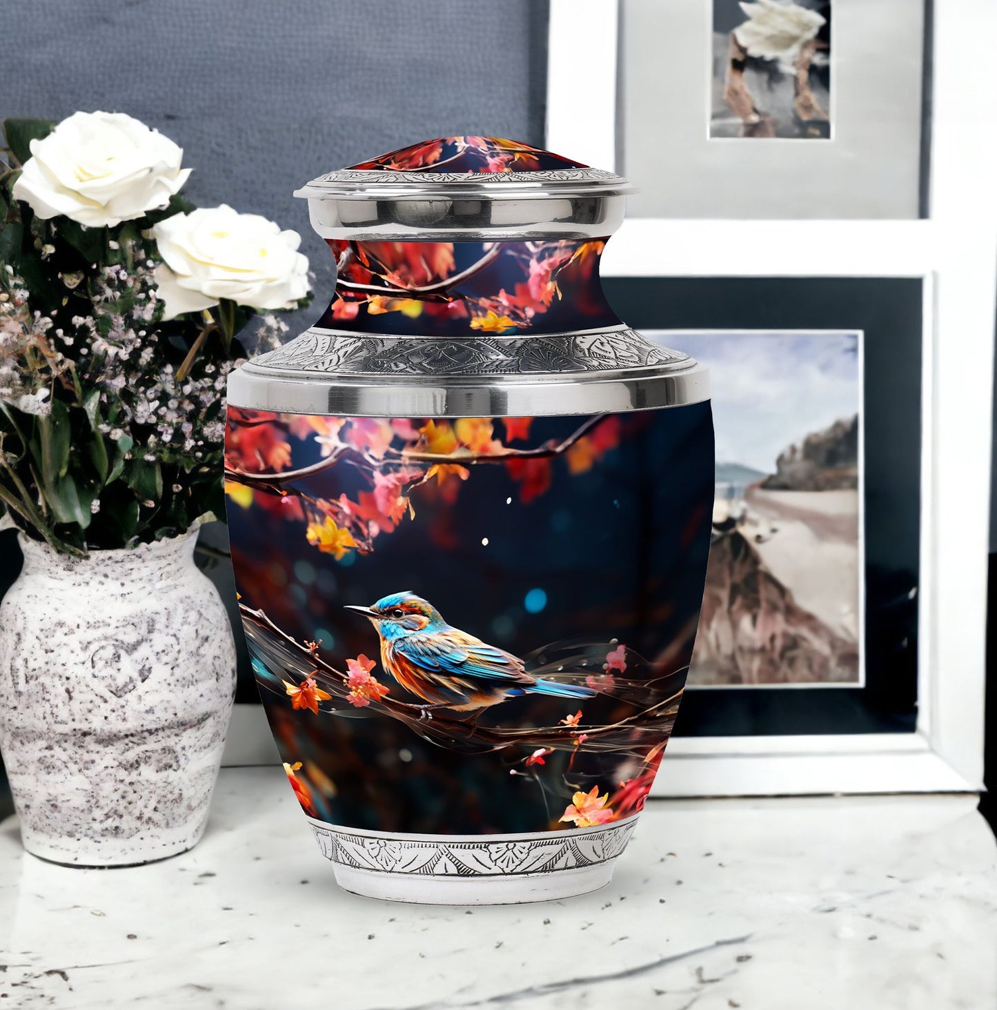 Classic engraved 3-inch Sparrow Urn for ashes