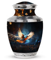 Classic 3-Inch Red Sparrow flying Aluminium Cremation Urn
