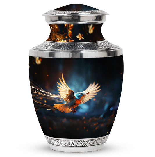 Classic 3-Inch Red Sparrow flying Aluminium Cremation Urn