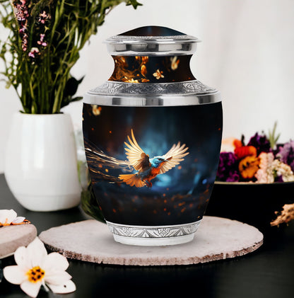 Classic 3-Inch Red Sparrow flying Aluminium Cremation Urn