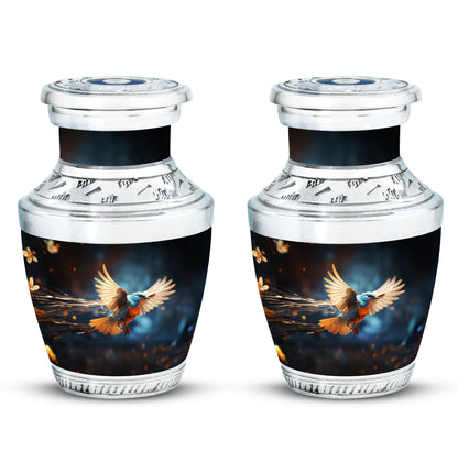 Classic 3-Inch Red Sparrow flying Aluminium Cremation Urn
