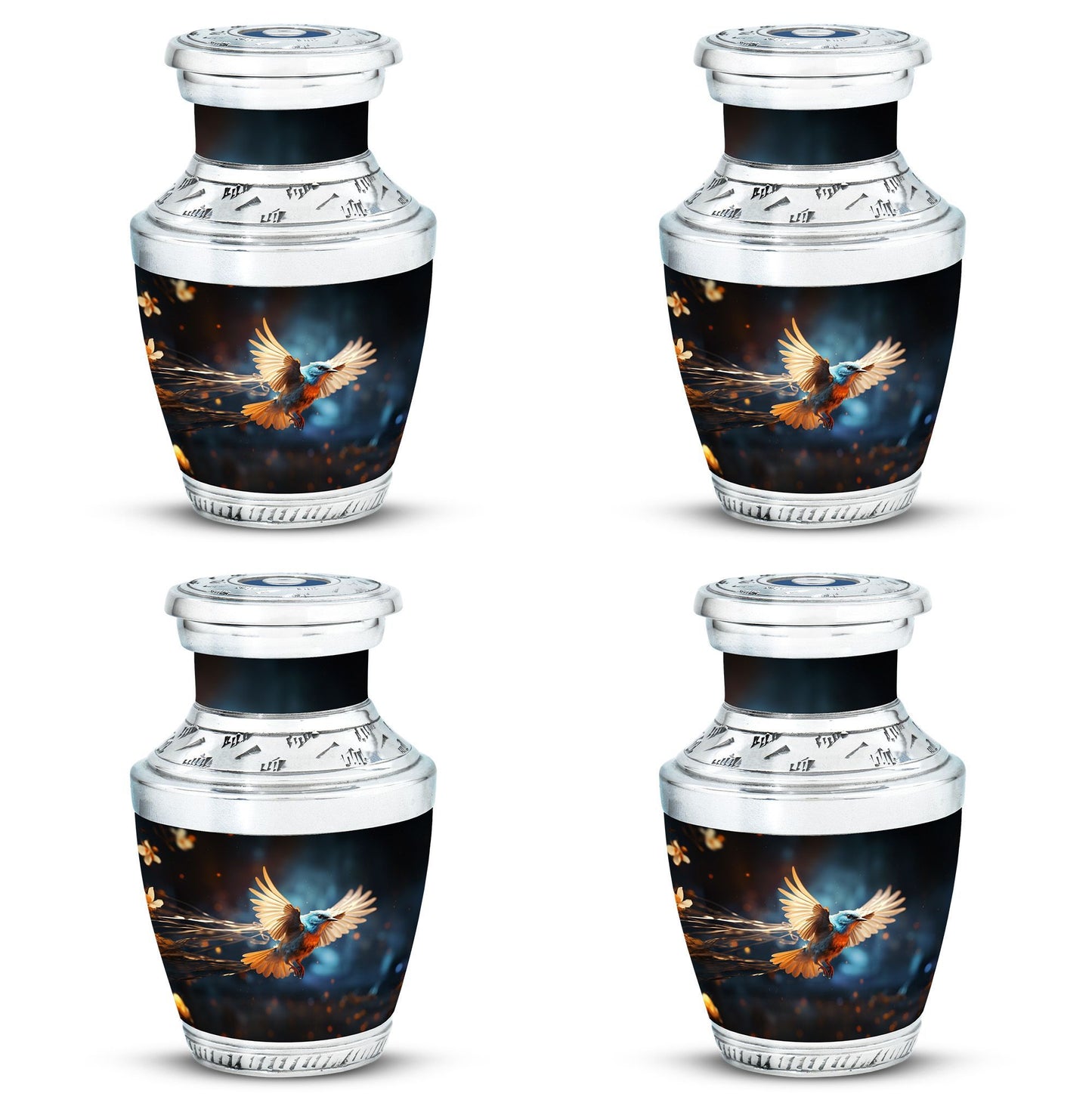 Classic 3-Inch Red Sparrow flying Aluminium Cremation Urn