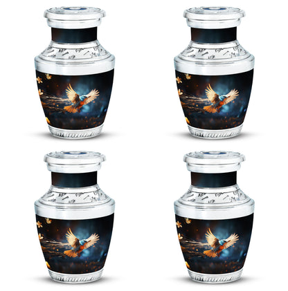 Classic 3-Inch Red Sparrow flying Aluminium Cremation Urn