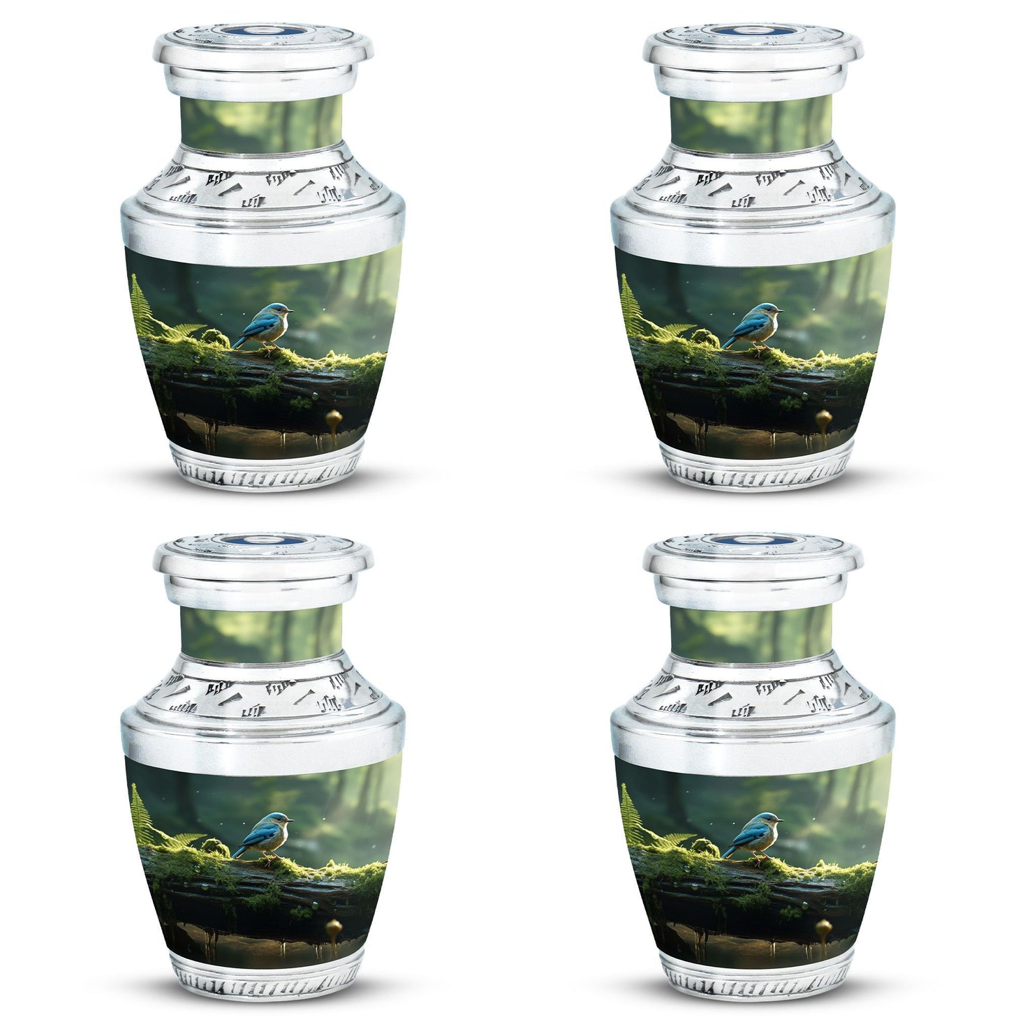 3-inch blue Sparrow cremation urn
