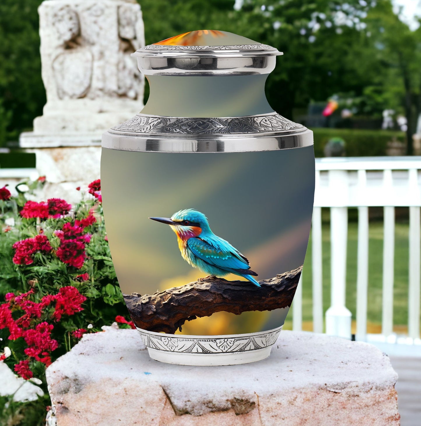 Classic Green Sparrow Memorial Urn.