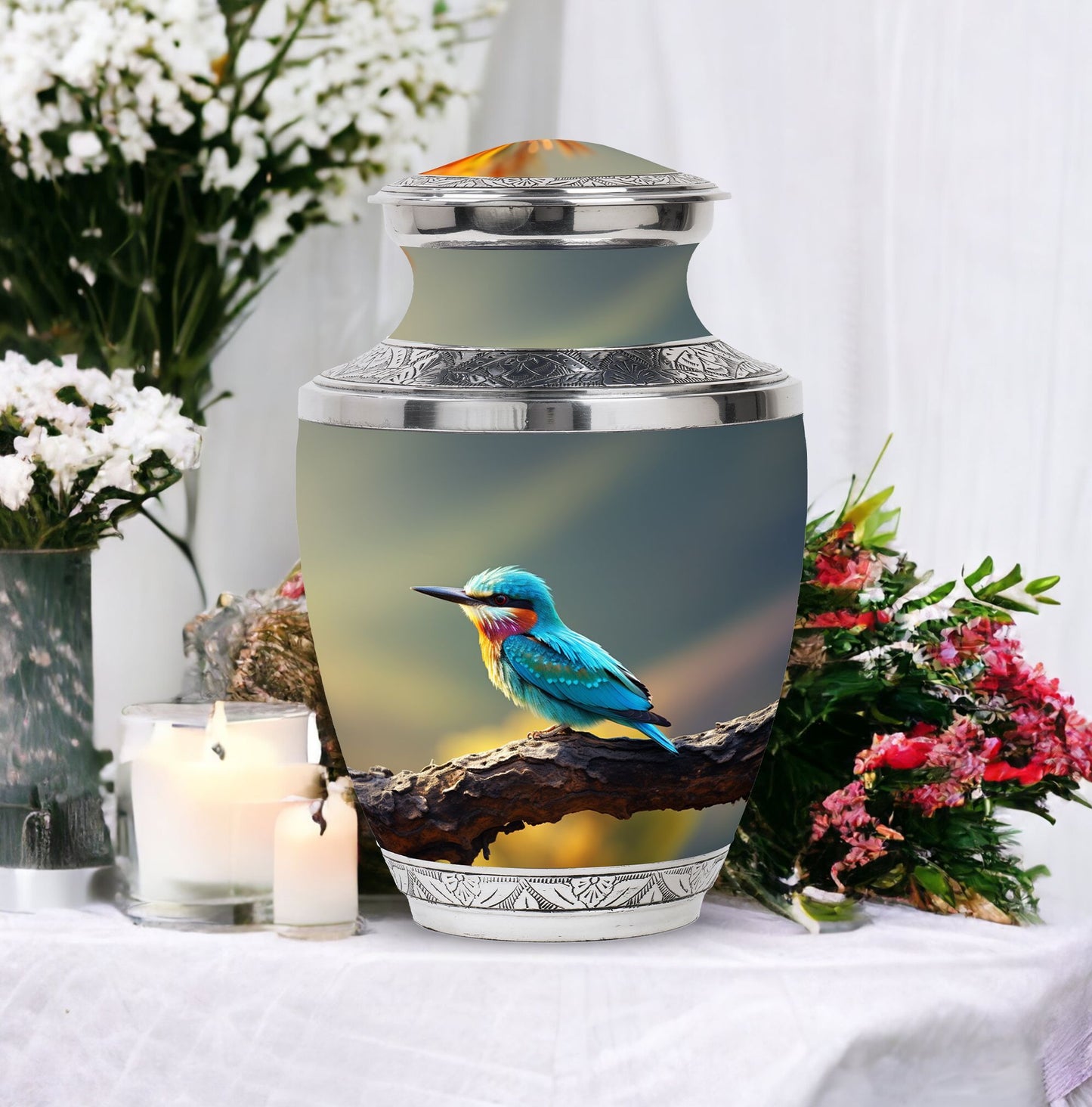 Classic Green Sparrow Memorial Urn.