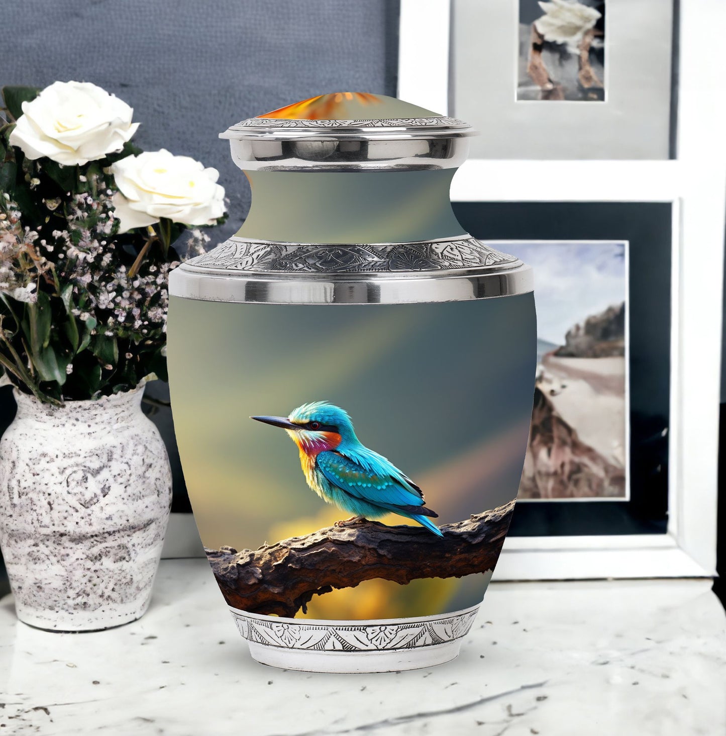 Classic Green Sparrow Memorial Urn.