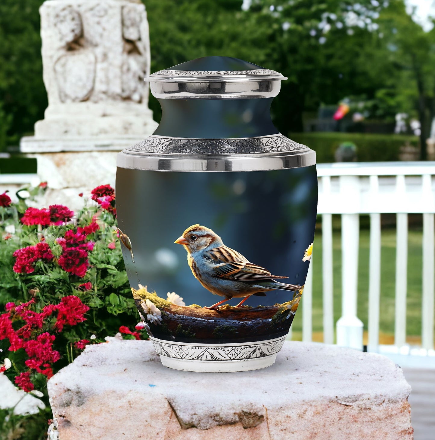 Memorial Sparrow Urn made of Aluminium for Cremation Ashes.