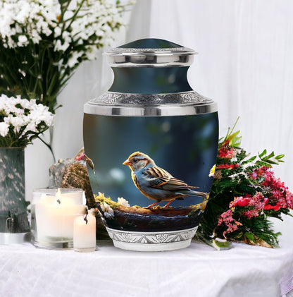 Memorial Sparrow Urn made of Aluminium for Cremation Ashes.
