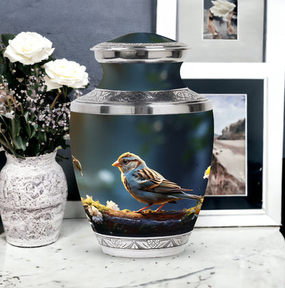 Memorial Sparrow Urn made of Aluminium for Cremation Ashes.
