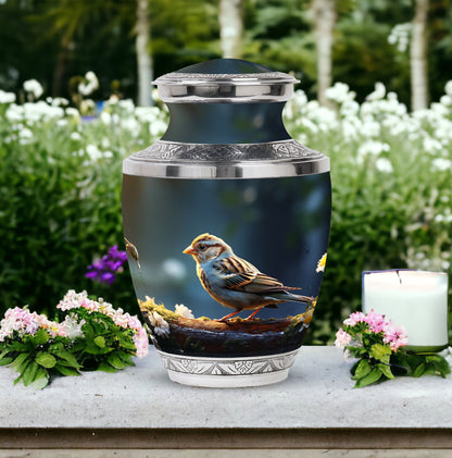 Memorial Sparrow Urn made of Aluminium for Cremation Ashes.