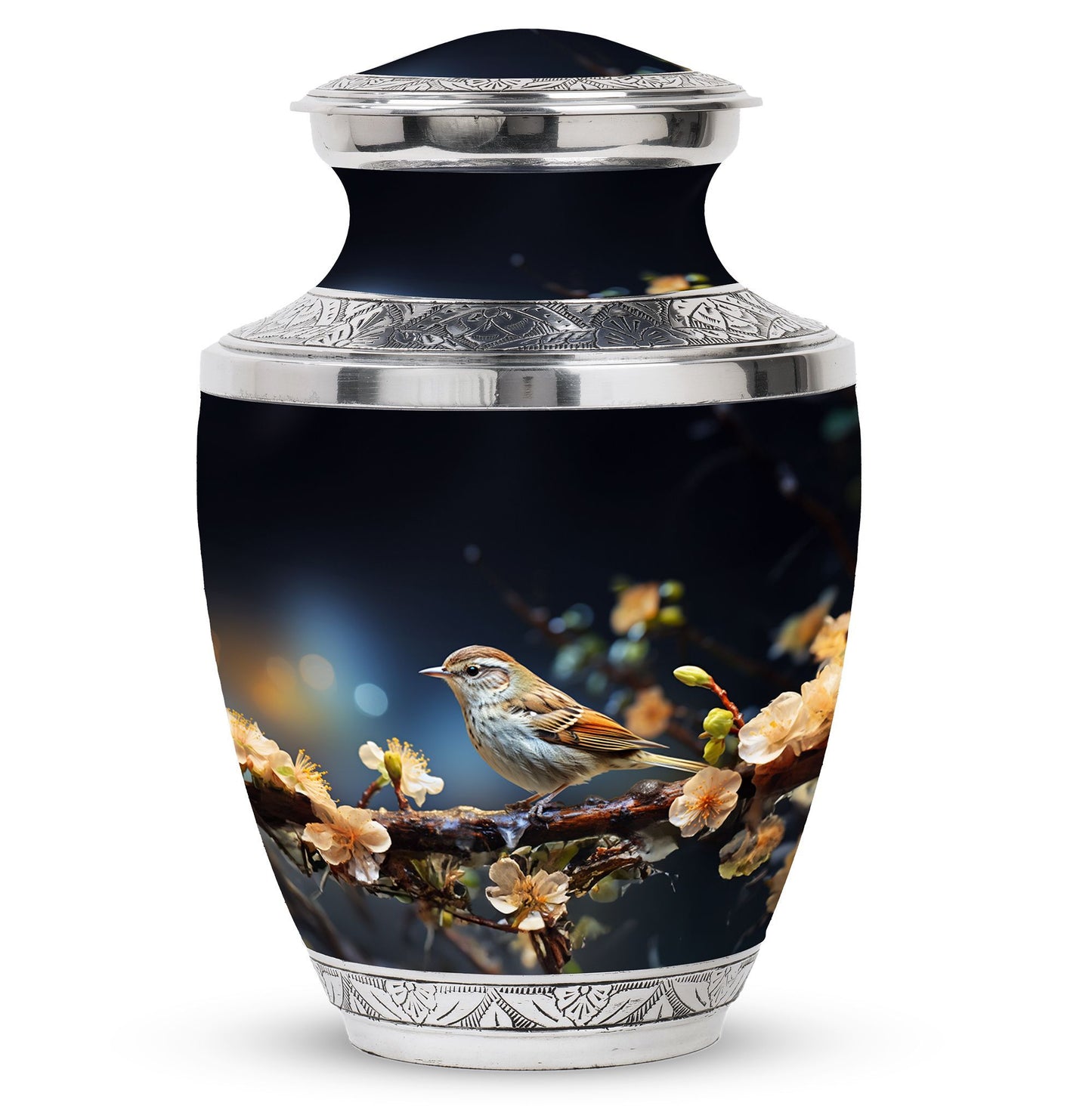 Sparrow Funeral Urn, Classic 3-Inch Aluminium Cremation Urn.