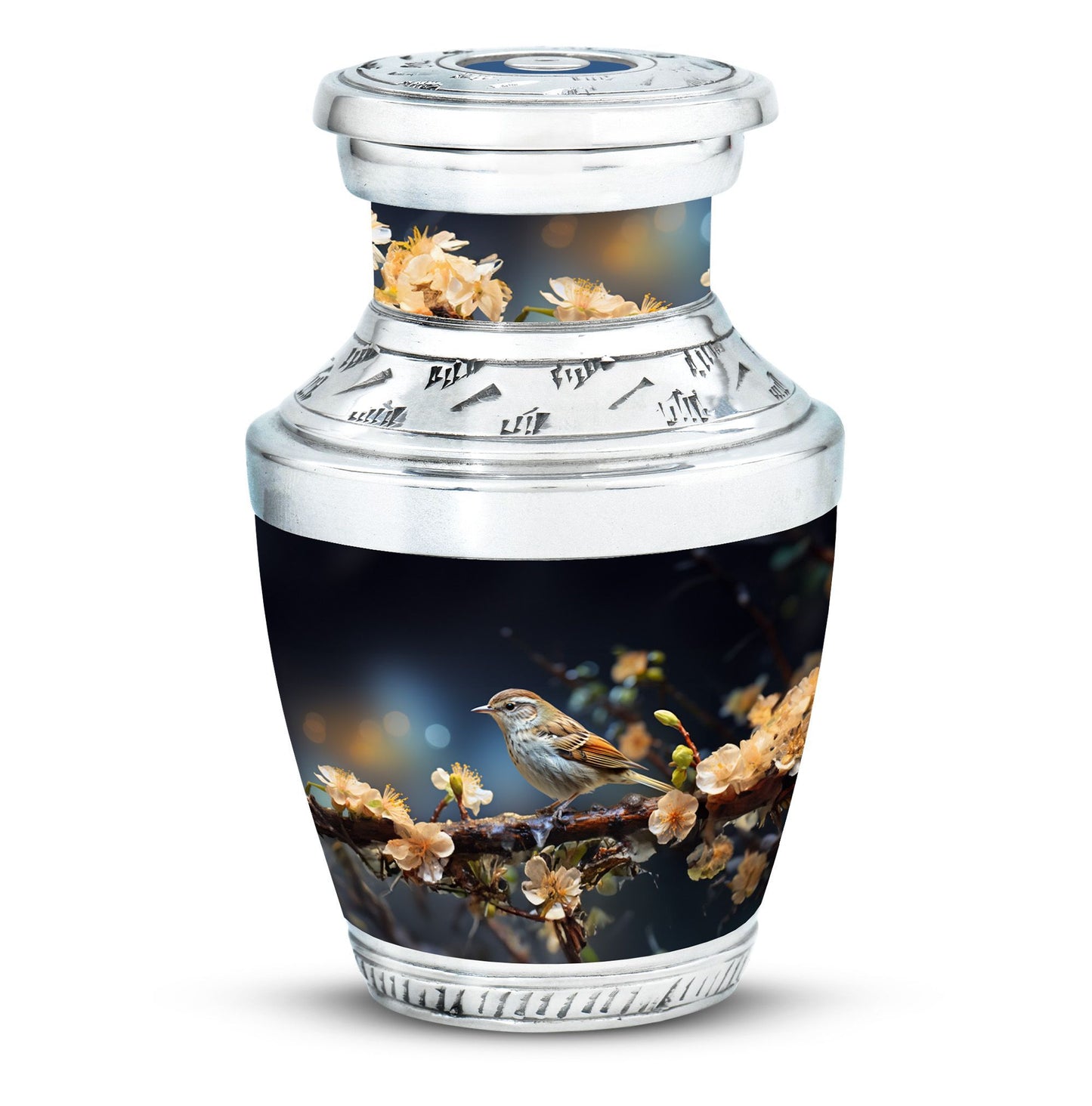 Sparrow Funeral Urn, Classic 3-Inch Aluminium Cremation Urn.