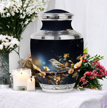 Sparrow Funeral Urn, Classic 3-Inch Aluminium Cremation Urn.