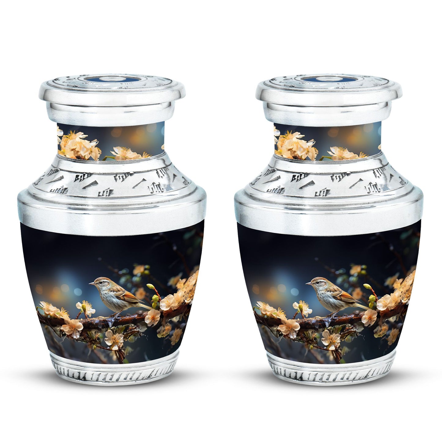 Sparrow Funeral Urn, Classic 3-Inch Aluminium Cremation Urn.