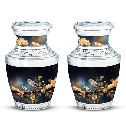 Sparrow Funeral Urn, Classic 3-Inch Aluminium Cremation Urn.