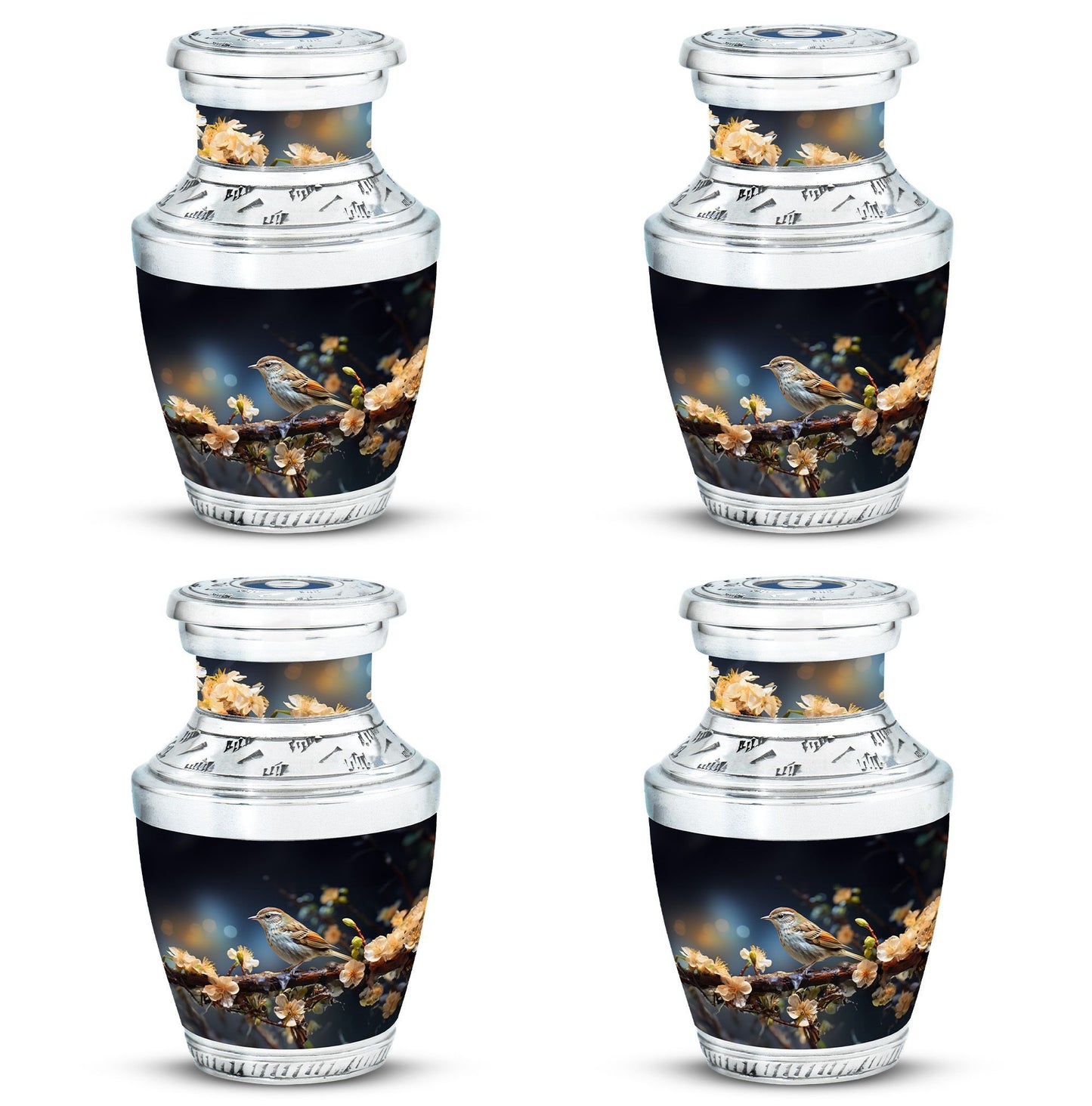 Sparrow Funeral Urn, Classic 3-Inch Aluminium Cremation Urn.
