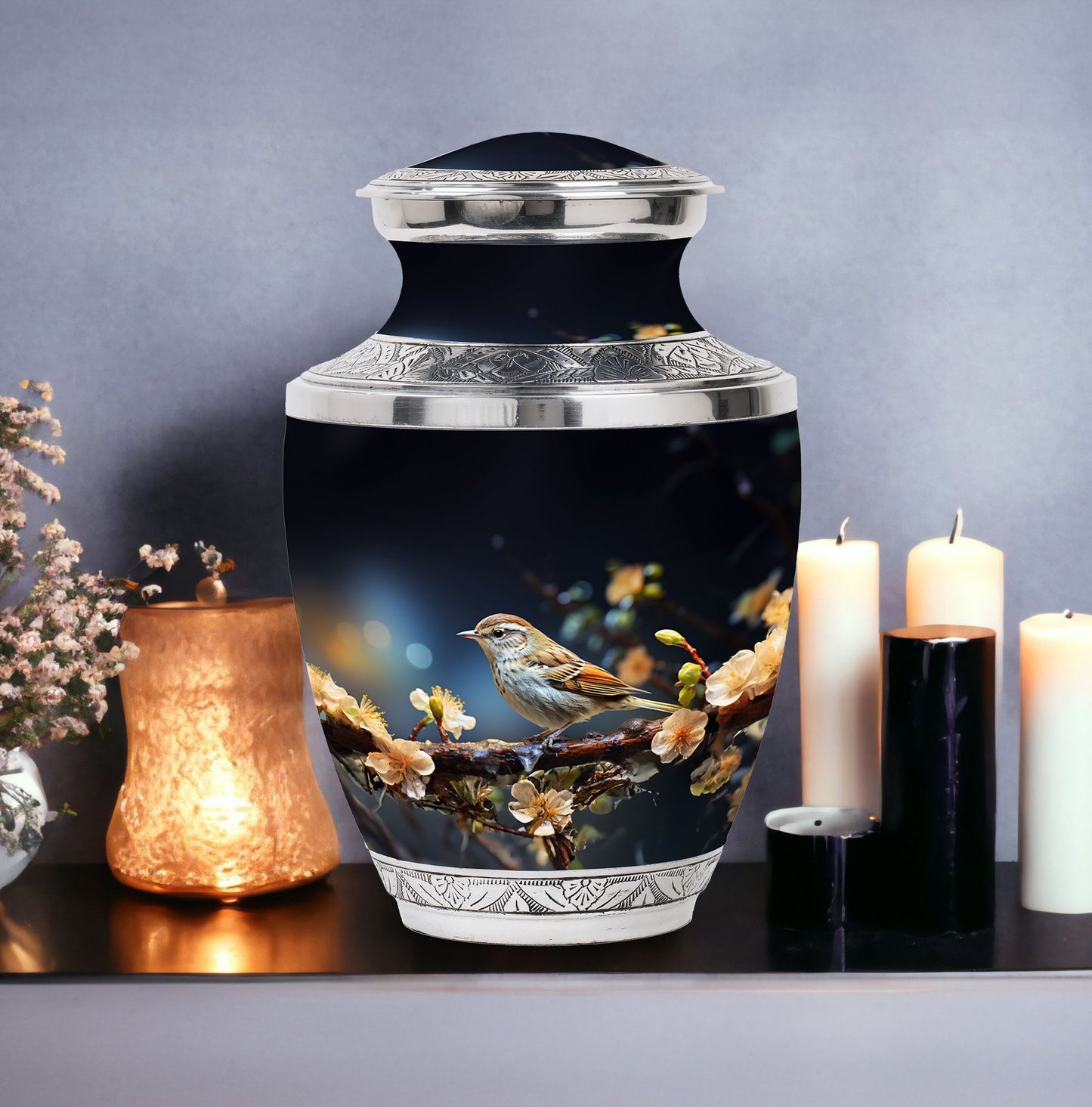 Sparrow Funeral Urn, Classic 3-Inch Aluminium Cremation Urn.
