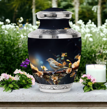 Sparrow Funeral Urn, Classic 3-Inch Aluminium Cremation Urn.