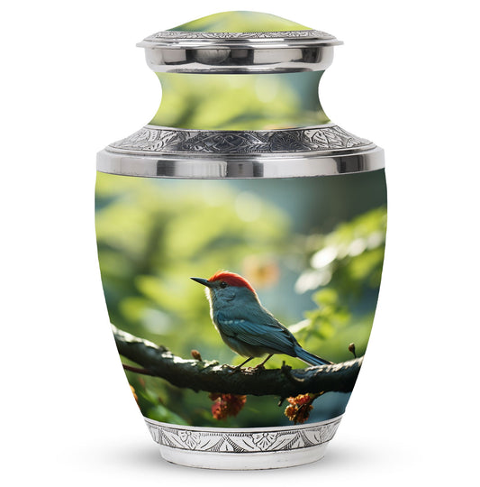 Classic 3-inch Red Sparrow Aluminium Urn for human ashes