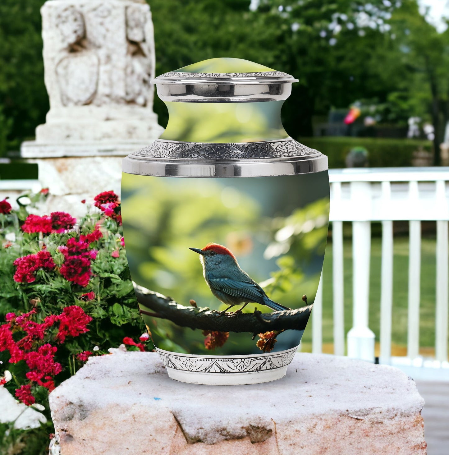 Classic 3-inch Red Sparrow Aluminium Urn for human ashes