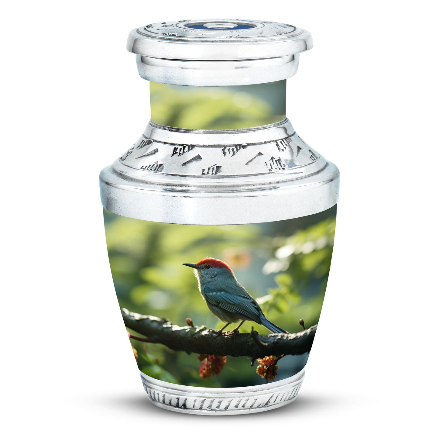 Classic 3-inch Red Sparrow Aluminium Urn for human ashes