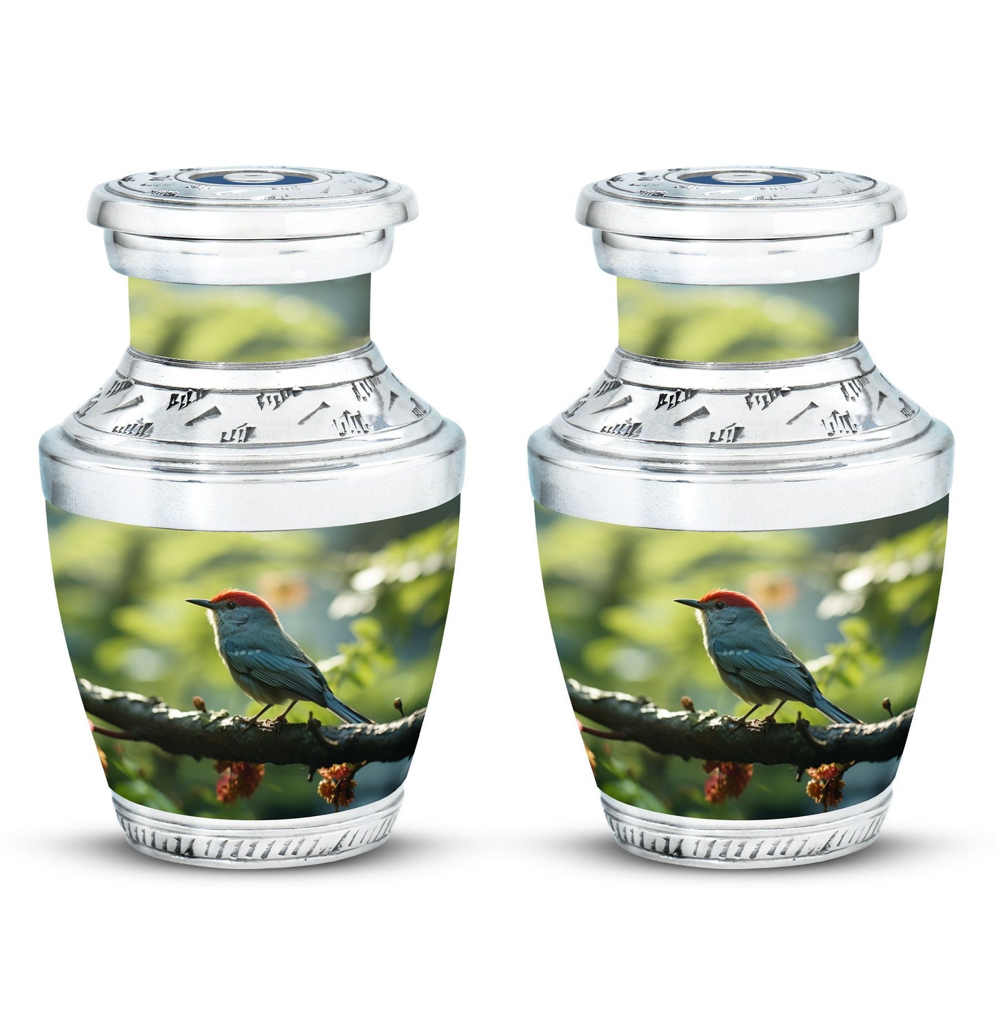 Classic 3-inch Red Sparrow Aluminium Urn for human ashes