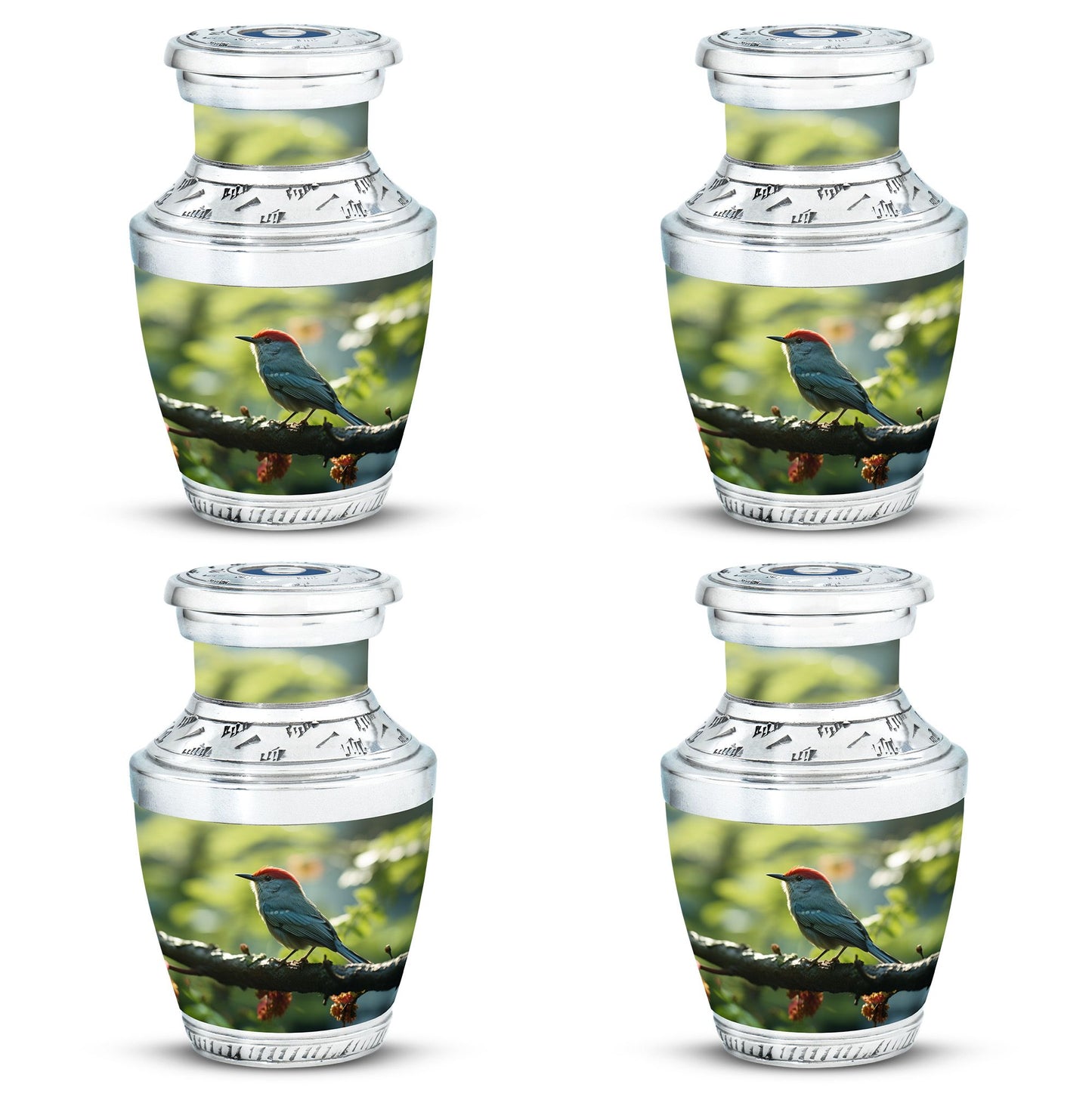 Classic 3-inch Red Sparrow Aluminium Urn for human ashes