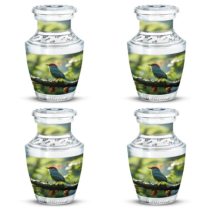 Classic 3-inch Red Sparrow Aluminium Urn for human ashes