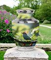 Classic 3-inch Red Sparrow Aluminium Urn for human ashes
