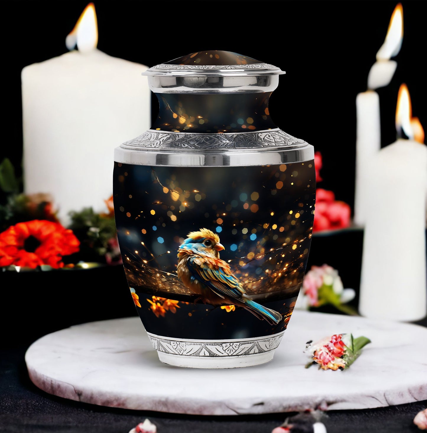 Classic Yellow Sparrow Urn for ashes, custom for memorial