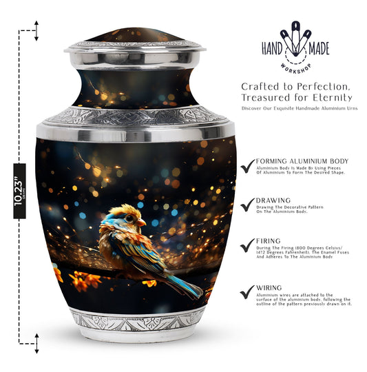 Classic Yellow Sparrow Urn for ashes, custom for memorial