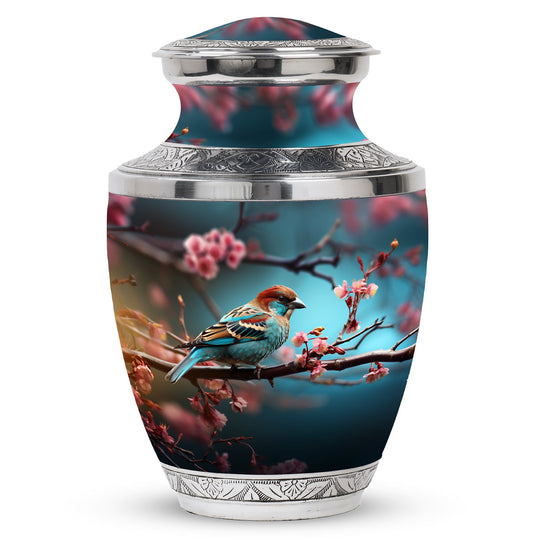 Classic 3-inch Sparrow Cremation Urn made of aluminum.