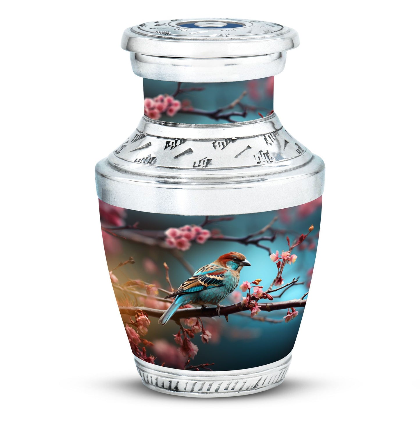 Classic 3-inch Sparrow Cremation Urn made of aluminum.
