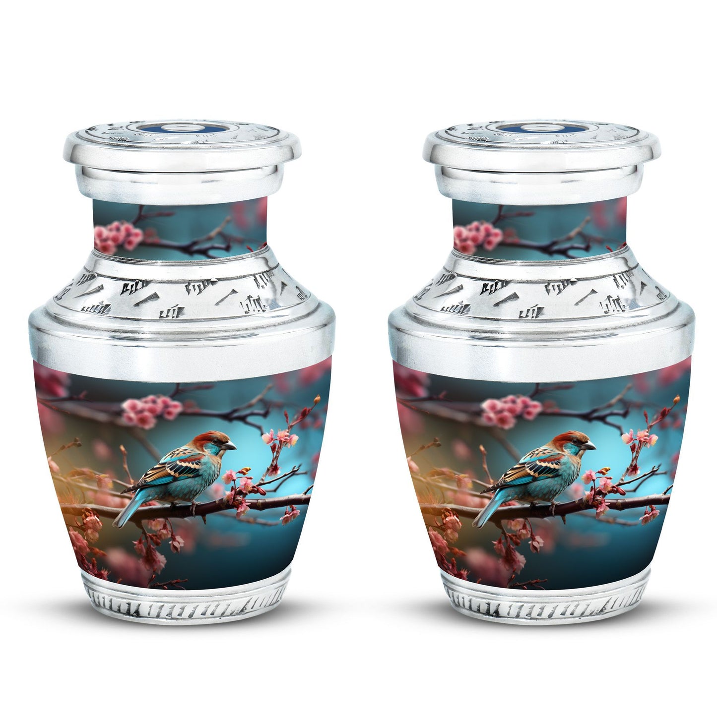 Classic 3-inch Sparrow Cremation Urn made of aluminum.