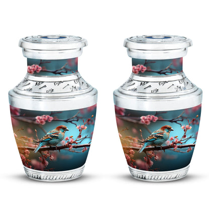Classic 3-inch Sparrow Cremation Urn made of aluminum.