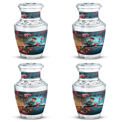 Classic 3-inch Sparrow Cremation Urn made of aluminum.