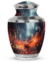 Classic Fire Red Phoenix Bird Cremation Urn for Human Ashes.
