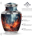 Classic Fire Red Phoenix Bird Cremation Urn for Human Ashes.