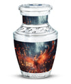 Classic Fire Red Phoenix Bird Cremation Urn for Human Ashes.