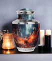 Classic Fire Red Phoenix Bird Cremation Urn for Human Ashes.